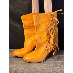 FREE PEOPLE Wild‎ Rose Slouch Mustard Yellow leather Boots size 37
